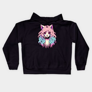 Anime cat girl pastel Kids Hoodie